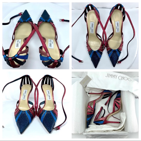 ❤️SoldJimmy Choo Travis 100 Raspberry Mix Glitter - Picture 6 of 8